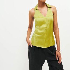 Reformation - Erin Silk Top (Color: Algae Bloom, size 6) Retail: $128
